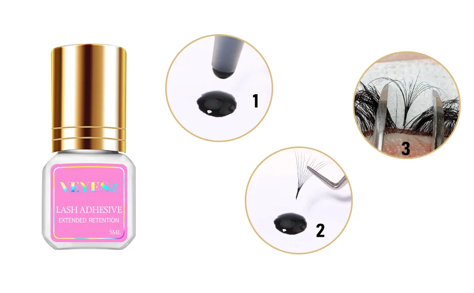 VEYES INC Lash Glue 5 ML 1-2 Sec Drying Time 8 Weeks Bonding Eyelash Extension Glue Black Adhesive for Professional Use Only - lash extension glue