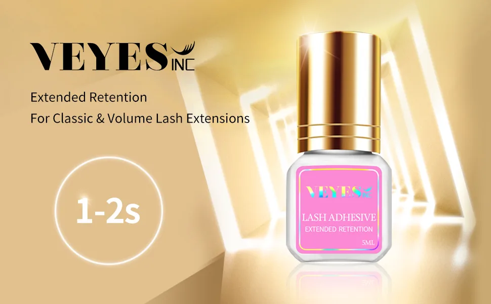 VEYES INC Lash Glue 5 ML 1-2 Sec Drying Time 8 Weeks Bonding Eyelash Extension Glue Black Adhesive for Professional Use Only - lash glue