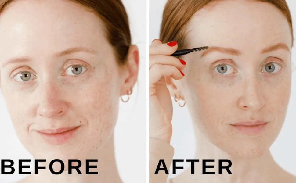 Finally Have Brows - Ultra Fine Redhead Pencil - before and after photo using the finally have brows ultra-fine brow pencil