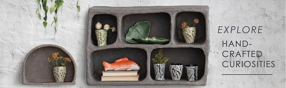 Creative Co-Op Handmade Paper Mache Basket  Black Decorative Accents  13 L x 13 W x 5 H - Explore hand-crafted curiosities