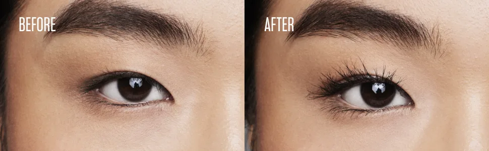 Babe Original Babe Lash Enriching Mascara - Smudge Proof  Long Lasting & No Clump Formula Infused with Peptides & Herbal Extracts  Defining and Moisturizing  Black  3 mL - Before & After