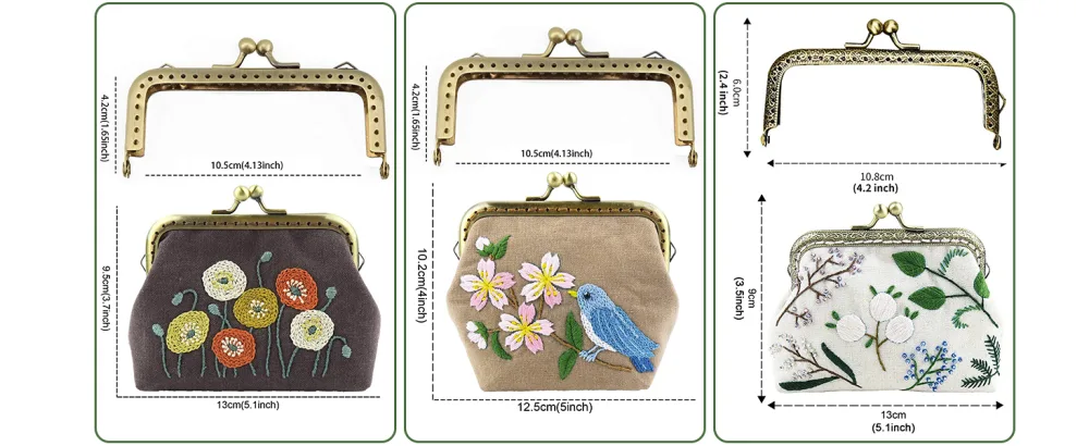 MITUKIYOUNG Embroidery Coin Purse Kits for Beginners  Embroidery Starter Kits DIY Wallet/Purse/Handbag with Birds Pattern & Instructions  Embroidery Hoops  Tools Brown - 6-1Embroidery Kit