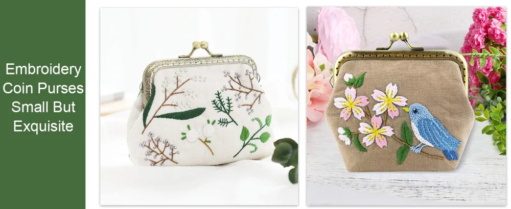 MITUKIYOUNG Embroidery Coin Purse Kits for Beginners  Embroidery Starter Kits DIY Wallet/Purse/Handbag with Birds Pattern & Instructions  Embroidery Hoops  Tools Brown - 7-1Embroidery Kit