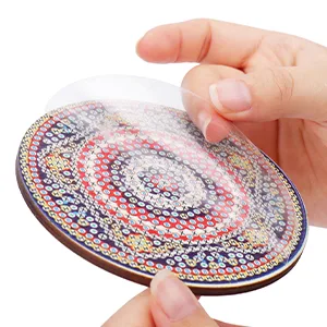 BSRESIN 8 Pcs Coasters with Holder  Mandala DIY Diamond Art Crafts for Adults  Small Diamond Painting Kits Accessories - diamond art