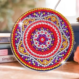 BSRESIN 8 Pcs Coasters with Holder  Mandala DIY Diamond Art Crafts for Adults  Small Diamond Painting Kits Accessories - diamond art