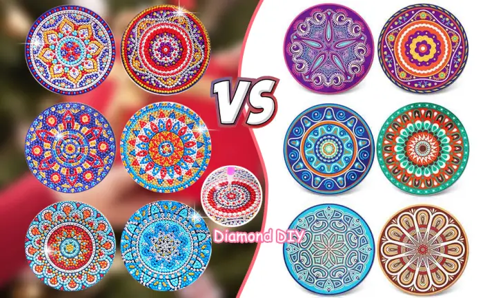 BSRESIN 8 Pcs Coasters with Holder  Mandala DIY Diamond Art Crafts for Adults  Small Diamond Painting Kits Accessories - diamond art