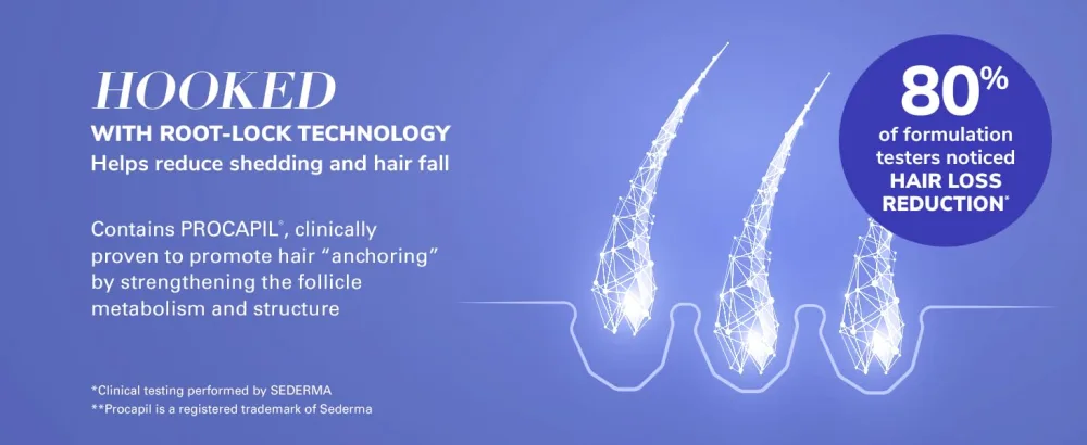 Curl Wow Hooked 100% Clean Shampoo with Root-Locking Technology   Rich-lathering  sulfate-free formula leaves no residues + helps anchor hair to stop shedding - Root-Lock Technology
