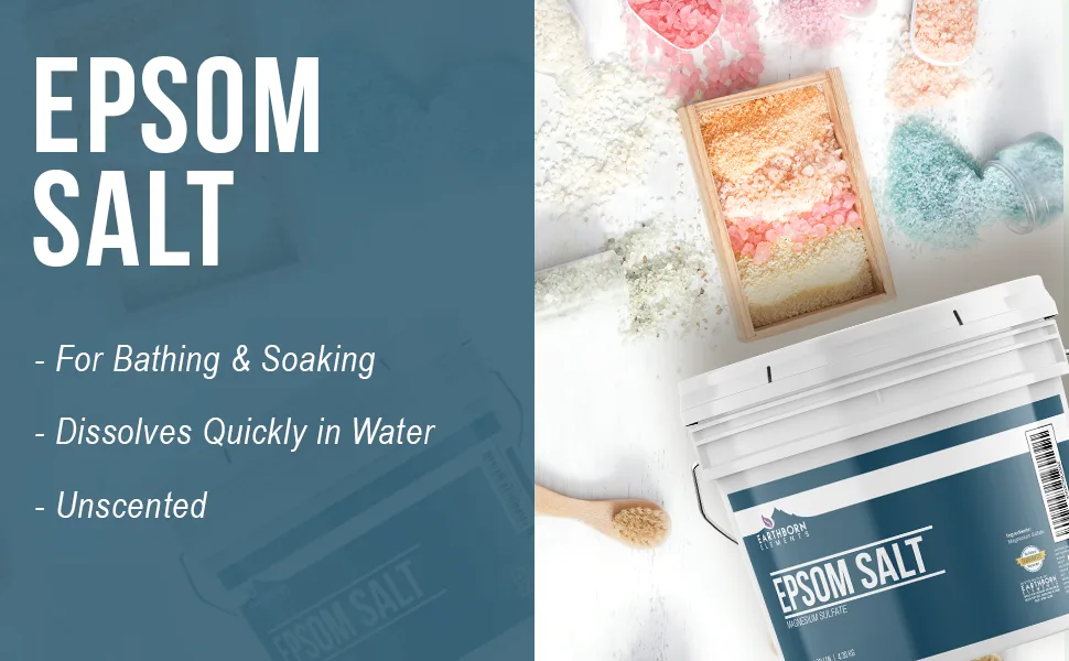 Earthborn Elements Large Crystal Epsom Salt 1 Gallon Bucket  Magnesium Sulfate  Soaking and Bath Salt - product information 1