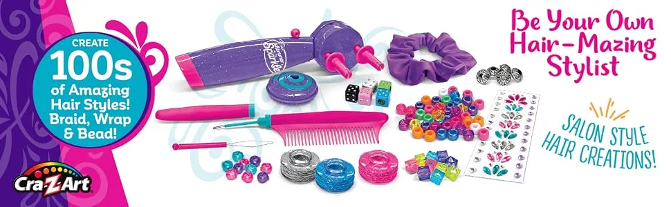 Cra-Z-Art Shimmer  n Sparkle Braid Bead and Twist Deluxe Hair Designer - B0B9HNTXQG