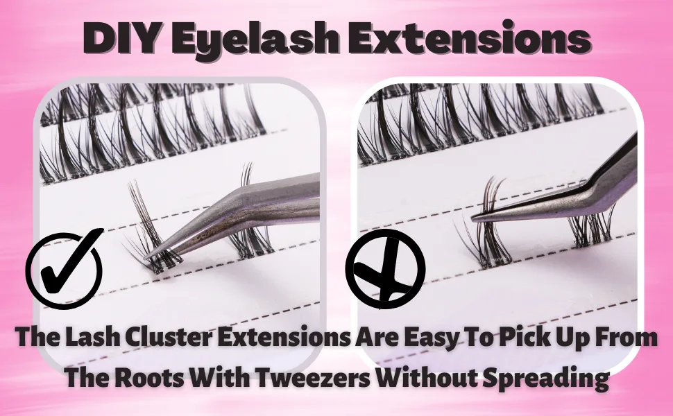 DSLONG Manga Lashes Thin Clear Band Individual Lashes Anime Lashes Natural Look Cluster Lashes Extension Kit  Cosplay Eyelash Eye Makeup Tools (UP-02) - Correct use