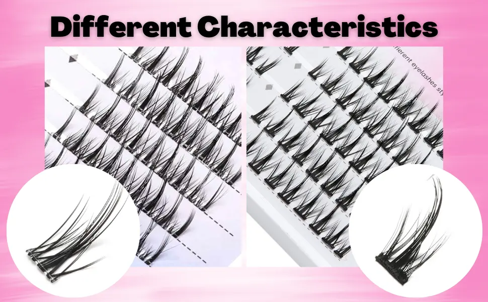 DSLONG Manga Lashes Thin Clear Band Individual Lashes Anime Lashes Natural Look Cluster Lashes Extension Kit  Cosplay Eyelash Eye Makeup Tools (UP-02) - the difference