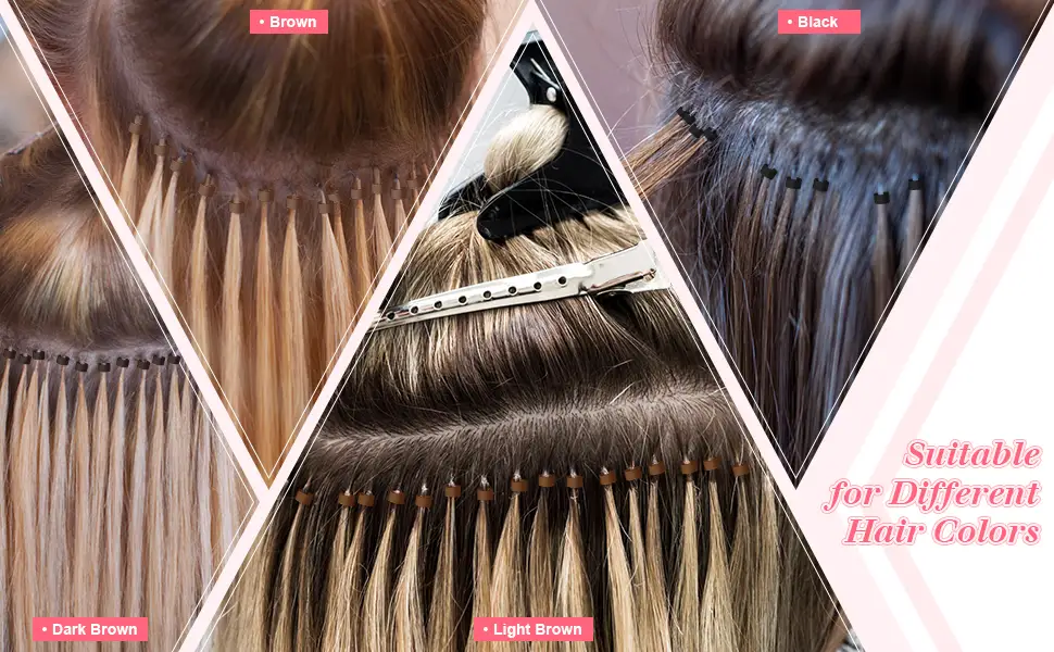 16 Pcs Hair Extension Tool Kit Remove Pliers 2500 Micro Silicone Rings Bead Pulling Hook Needle Loop Needle Threader 2 Combs 500 Black Mini Rubber Bands 5 Plastic Clips for Hair Styling Tool Accessory - product information 3