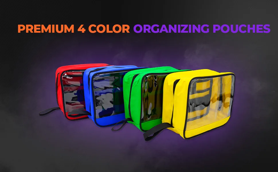 Lightning X Premium Color Coded Organizer First Aid Kit Accessory Pouches - Extra Large - Zippered Bag w/ Transparent Window - Set of 4 for EMT  Trauma  IFAK Medic Kits - emt trauma gear bag kit pouches organizer colored ifak first aid zippered modular modules cubes pack