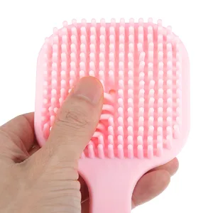 VOCOSTE Soft Silicone Bath Brush  Non-Slip Back Scrubber Shower with Long Handle for Men and Women  Pink - Body Scrubber