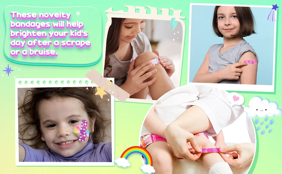 8 Styles Kids Fabric Bandages Flexible Self Adhesive Bandage Wrap for Small Cuts Scrapes Wounds Burns Baby Child Toddlers  Assorted Patterns (120 Pieces) - product information 10