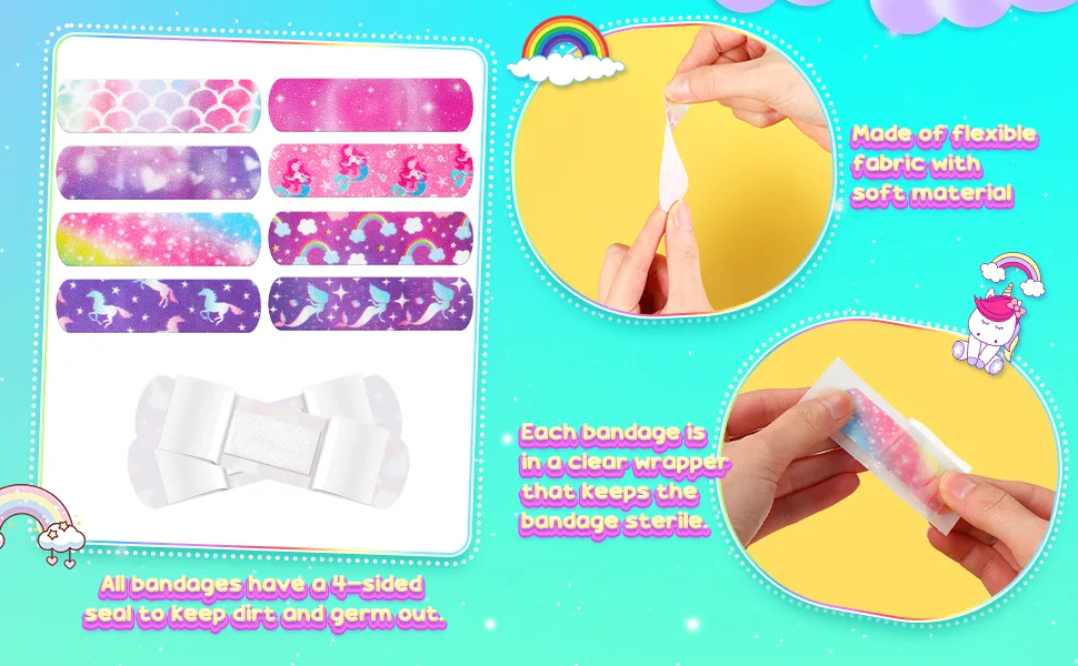 8 Styles Kids Fabric Bandages Flexible Self Adhesive Bandage Wrap for Small Cuts Scrapes Wounds Burns Baby Child Toddlers  Assorted Patterns (120 Pieces) - product information 6