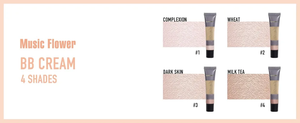 Music Flower Liquid Foundation Makeup  Cream Matte Lightweight Flawless Finish Waterproof Makeup Base Foundation  Natural Long Lasting Full Coverage Make Up Look  1.23 Fl Oz (35g) - Wheat - 4 shades