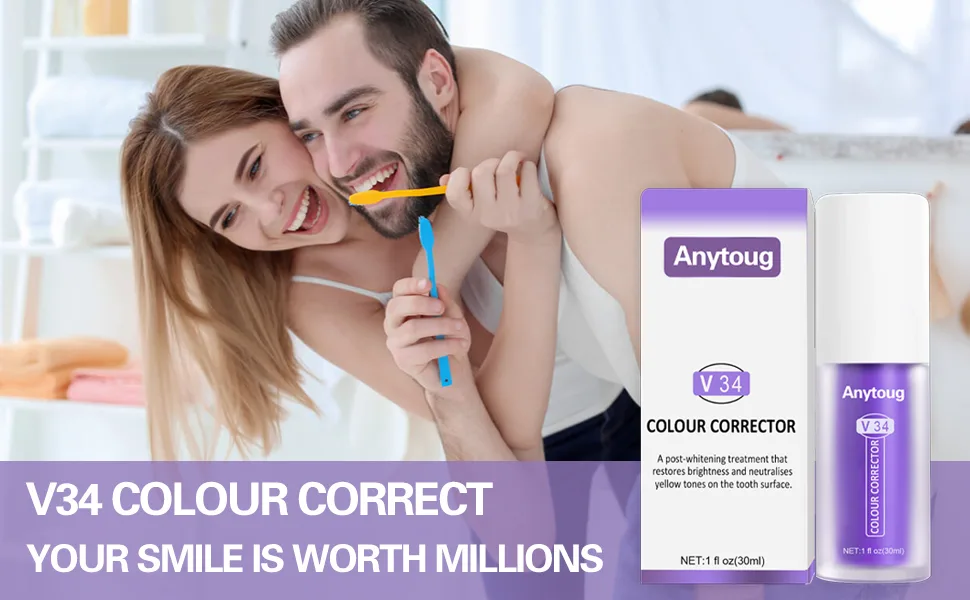 Whitening Toothpaste Purple Toothpaste for Teeth Whitening Colour Corrector Toothpaste Toothpaste Whitening V34 Toothpaste Remove Stains Improves Teeth Brightness and Reduce Yellowing - product information 2