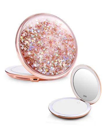 25X Magnifying Mirror Set  25X/1X Double-Sided Hand Held Magnified Mirror & 10X Magnifying Mirror Suction Cup Perfect for Precise Makeup Applications & Blackhead/Blemish Removal Handle B 5IN Silver B - Liquid Bling Magnifying mirror 20x, it