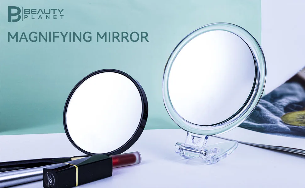 25X Magnifying Mirror Set  25X/1X Double-Sided Hand Held Magnified Mirror & 10X Magnifying Mirror Suction Cup Perfect for Precise Makeup Applications & Blackhead/Blemish Removal Handle B 5IN Silver B - Magnifying mirror 25x, it