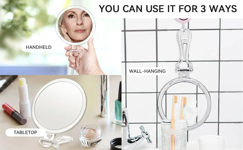 25X Magnifying Mirror Set  25X/1X Double-Sided Hand Held Magnified Mirror & 10X Magnifying Mirror Suction Cup Perfect for Precise Makeup Applications & Blackhead/Blemish Removal Handle B 5IN Silver B - Magnifying mirror 25x, it