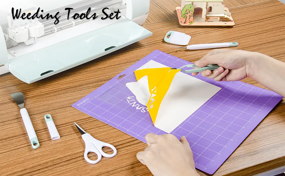 ArtAt Craft Weeding Tools for Vinyl: Craft Vinyl Tools Kit Precision Scrapbooking Tools Including Sticker Tweezers  Scissors  Spatula  Weeder  Scraper - weeding tools set
