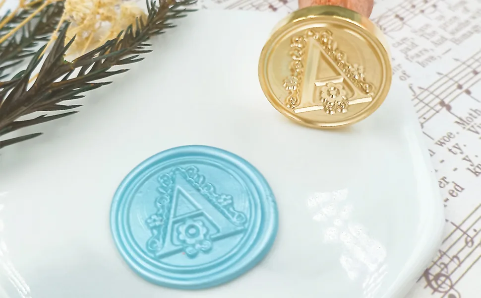 Medieval Traditional Initial Alphabet Wax Seal Stamp  Brass Head Wooden Handle Letter Stamps for Card/Envelope/Gift - (Letter P) - sealing wax stamp