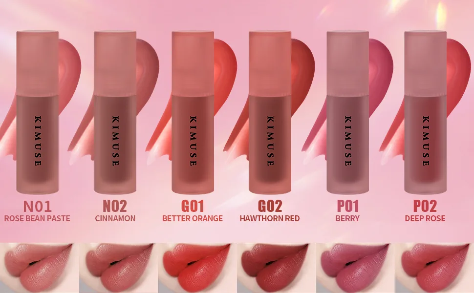 KIMUSE Water Gel Lip Tint 6 Colors Set  Highly Pigmented Long Lasting Moisturizing Glossy Lip Stains  Hydrate Lightweight Lip Gloss Makeup 6PCS - lip tints