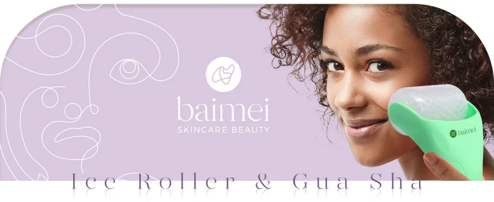 BAIMEI Ice Roller for Face and Gua Sha Facial Tools  Ice Face Roller Reduces Puffiness Migraine Pain Relief-Green - BAIMEI Ice Roller