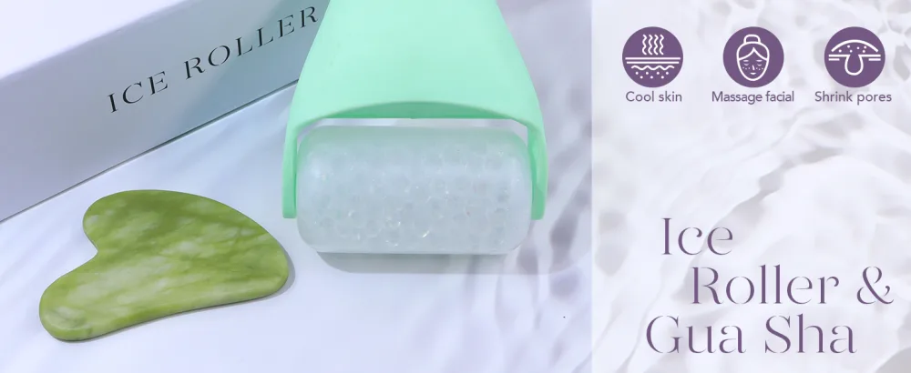 BAIMEI Ice Roller for Face and Gua Sha Facial Tools  Ice Face Roller Reduces Puffiness Migraine Pain Relief-Green - Ice Roller