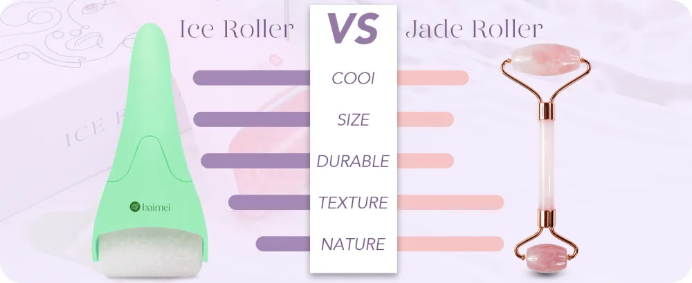 BAIMEI Ice Roller for Face and Gua Sha Facial Tools  Ice Face Roller Reduces Puffiness Migraine Pain Relief-Green - Jade Roller VS Ice Roller