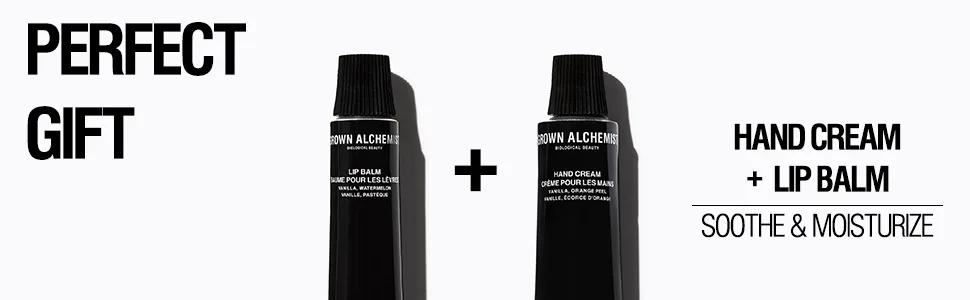 Grown Alchemist Lip Balm & Hand Cream Kit. Vanilla and Orange Peel Hand Cream and Vanilla and Watermelon Lip Balm. - hand cream + lip balm