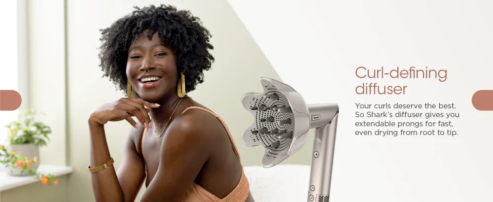 Shark HD435 FlexStyle Air Styling & Drying System  Powerful Hair Blow Dryer & Multi-Styler with Auto-Wrap Curlers  Curl-Defining Diffuser  Oval Brush  & Concentrator Attachment  Stone - Curl-defining diffuser Your curls deserve Shark
