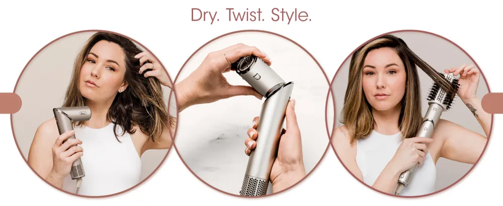 Shark HD435 FlexStyle Air Styling & Drying System  Powerful Hair Blow Dryer & Multi-Styler with Auto-Wrap Curlers  Curl-Defining Diffuser  Oval Brush  & Concentrator Attachment  Stone - Dry. Twist. Style.