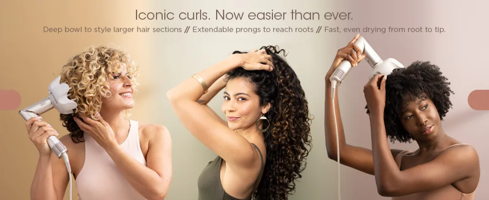 Shark HD435 FlexStyle Air Styling & Drying System  Powerful Hair Blow Dryer & Multi-Styler with Auto-Wrap Curlers  Curl-Defining Diffuser  Oval Brush  & Concentrator Attachment  Stone - Iconic curls For All Hairkind Deep bowl style larger hair sections Extendable prongs to reach roots