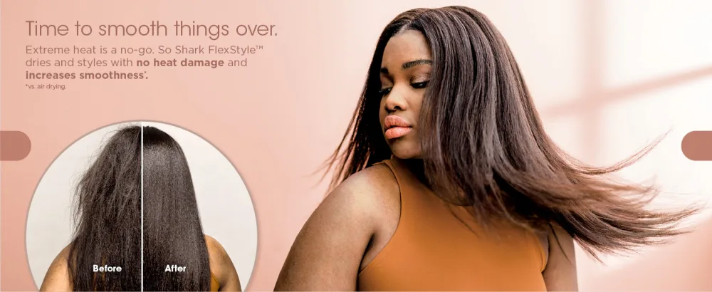 Shark HD435 FlexStyle Air Styling & Drying System  Powerful Hair Blow Dryer & Multi-Styler with Auto-Wrap Curlers  Curl-Defining Diffuser  Oval Brush  & Concentrator Attachment  Stone - Say goodbye to dry hair and split ends. Extreme heat is a no-go. So Shark FlexStyle dries & styles