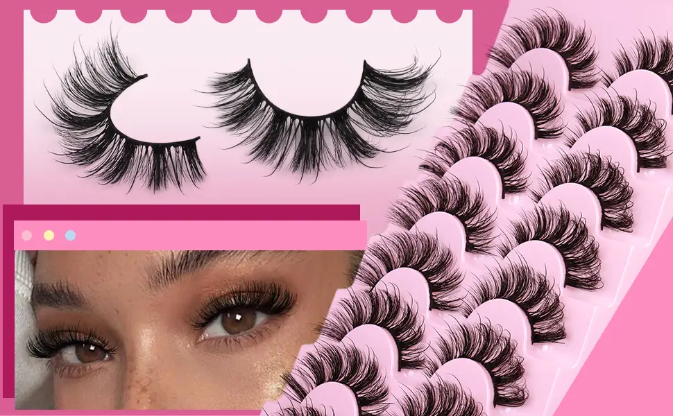 Fairy Lashes Mink Natural False Eyelashes Fluffy Lashes That Look Like Extensions D Curl Cat Eye Eyelashes (Geeneiya 09B) - fairy lashes