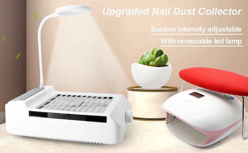 Nail Dust Collector with Lamp  Professional Nail Vacuum Dust Collector Dust Extractor Manicure Tool  With Nail Dust Brush (CJ003) - product information 18