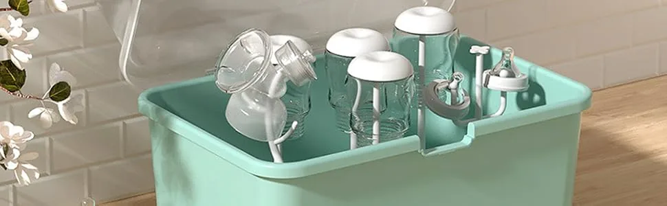 Toyvian Baby Bottle Drying Rack  1Pc Baby Bottle Drying Box Nursing Cutlery Box Container with Cover Easy- Carry Handle Holder for Bottles Cups Home Kitchen - product information 2