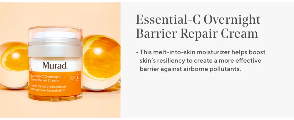 Murad Essential-C Overnight Barrier Repair Cream - Environmental Shield Vitamin C Moisturizer - Helps Neutralize Pollutants  Brighten and Smooth Skin  1.7 Fl Oz - description