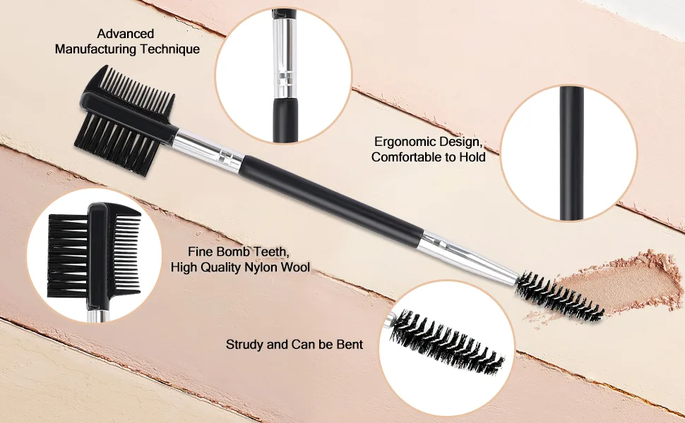 2pcs 3 Head Eyebrow Eyelash Shaper Eyelash Comb Double Head Brush Makeup Grooming Tool Cosmetic with 3 Different Spoolie Brushes for Separating Lashes  Eliminating Mascara Clumps  Grooming Brows EC-01 2pcs - Eyelash brush