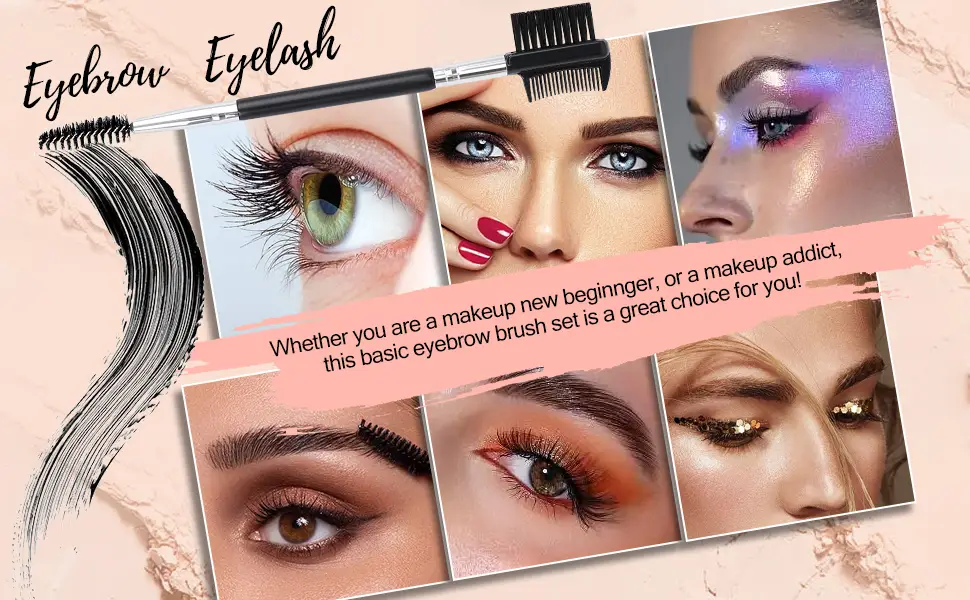 2pcs 3 Head Eyebrow Eyelash Shaper Eyelash Comb Double Head Brush Makeup Grooming Tool Cosmetic with 3 Different Spoolie Brushes for Separating Lashes  Eliminating Mascara Clumps  Grooming Brows EC-01 2pcs - Eyelash Comb
