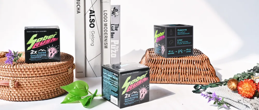 SOBER RUSH|Better Morning After Party Smart|Feel Better Cheers |Support Liver|NADH Patented Formula|Booster Break Down Toxin Hydration Products Cannot (6 Servings/Box) - alcohol enzyme sober rush