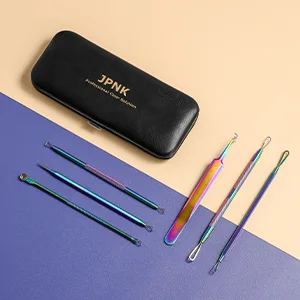JPNK 6PCS Blackhead Remover Tool Comedones Extractor Acne Removal Kit for Blemish with a Leather Bag-Colorful - product information 6