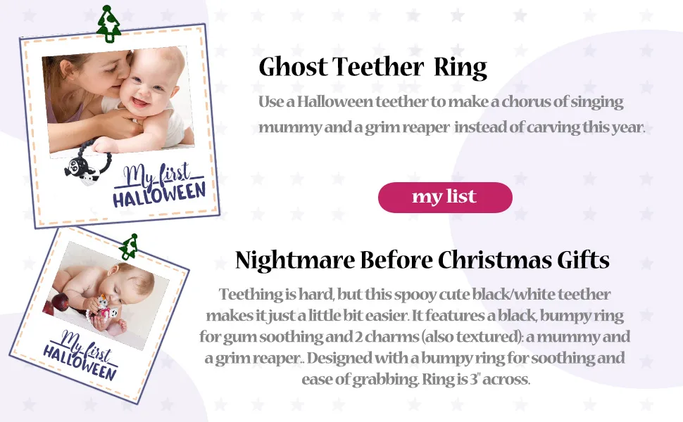 BIGSPINACH Ghost Teether and Cute Ghouls Ring Teether Halloween Activities for Toddlers  Preschoolers & Older Kids - baby halloween outfit girl baby halloween costumes 0-3 months baby halloween costume