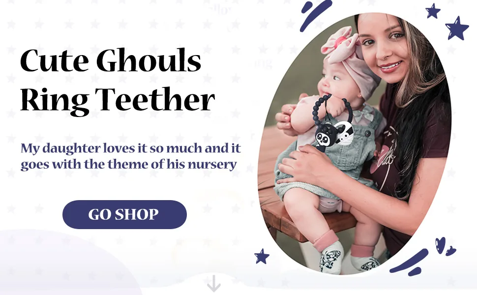 BIGSPINACH Mummy Teether and Cute Grim Reaper Ring Teether Halloween Activities Designed with a Bumpy Ring for Soothing and Ease of Grabbing - halloween pumpkin nightmare before christmas gifts nightmare before christmas decor
