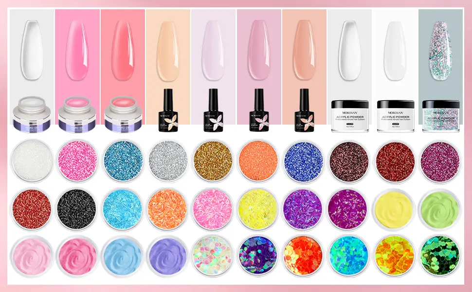 Morovan Acrylic Nail Kit Set with Everything  48W LED Nail Lamp for Builder Gel Nail Polish with Manicure Tool  Acrylic Powder Set for Beginner with Monomer Liquid Slip Solution and Acrylic Brushes - product information 3