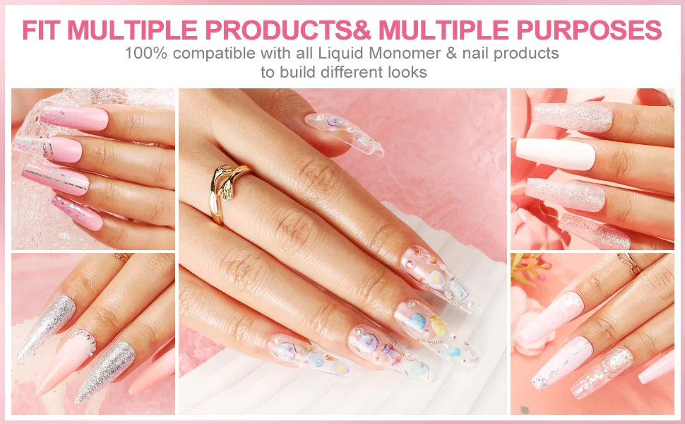 Morovan Acrylic Nail Kit Set with Everything  48W LED Nail Lamp for Builder Gel Nail Polish with Manicure Tool  Acrylic Powder Set for Beginner with Monomer Liquid Slip Solution and Acrylic Brushes - product information 7