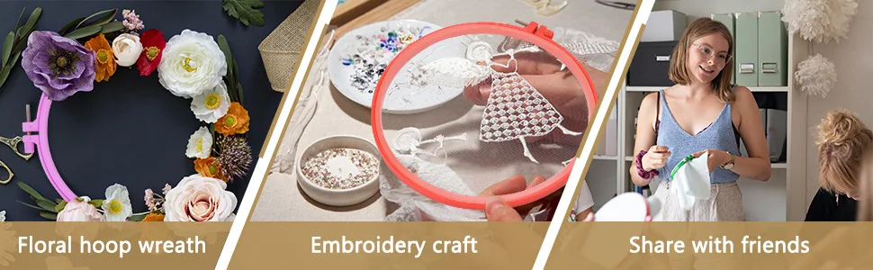 Caydo 7 Pieces Plastic Embroidery Hoops  2.3 inch to 10.2 inch Circle Cross Stitch Hoops for Embroidery and Cross Stitch (Multicolor) - Embroidery Circle Set