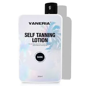 VANERIA Self Tan Lotion  Light Brown/Medium Brown/Dark Brown Sunless Self Tanner  Light  Hydrating Sunless Tanning Lotion  Vegan and Cruelty Free. 200ml (Dark) - Light Brown/Medium Brown/Dark Brown